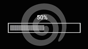 Loading bar from 0% to 100% on a black background.