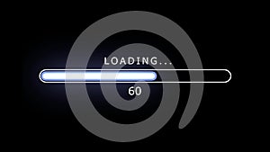 Loading bar animation. Futuristic progress loading bar 0-100 percent