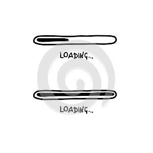 Loading bar doodle icon. Progress loading bar. Hand drawn sketch. Vector illustration on white background.