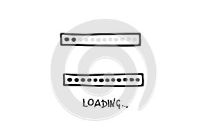 Loading bar doodle icon. Progress loading bar. Hand drawn sketch. Vector illustration on white background.