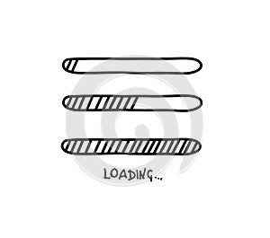 Loading bar doodle icon. Progress loading bar. Hand drawn sketch. Vector illustration on white background.