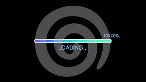 Loading bar downloading progress animation. Futuristic progress loading bar 0-100. Upload concept. 3d render.