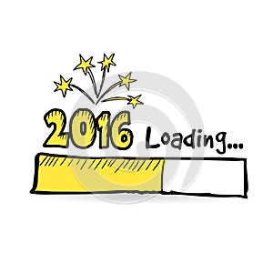 2016 loading bar with fireworks, new year, anniversary or party concept,