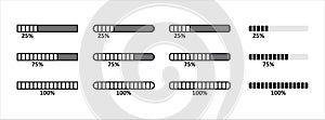 Loading bar icon set. Loading process bar vector icons set. Data load buffering bar slider vector illustration. Download progress