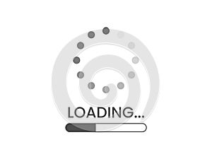 Loading bar icon on white backdrop. Load circle and line. Progress visualization. Download concept. Website upload