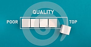 Loading bar, poor to top quality, evaluation and feedback concept, exellent service, high rating score