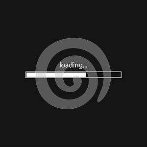 Loading bar. Progress bar. Loading sign. Black background. Vector illustration