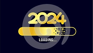 2024 loading bar Progress digital technology golden color background. happy new year 2024 loading bar.