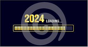 2024 loading bar Progress digital technology golden color background. happy new year 2024 loading bar.