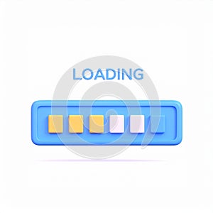 Loading bar with progress indicators in pastel colors on transparent background