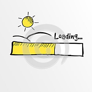 Loading bar with shining sun , summer holiday concept,