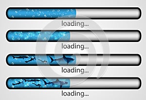 Loading bar. water and fish