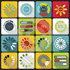 Loading bars and preloaders icons set, flat style