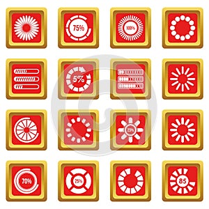 Loading bars and preloaders icons set red