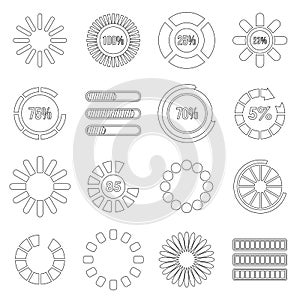 Loading bars and preloaders set, outline style