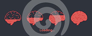 Loading Brain Icon. Brain Boost concept. Knowledge is Power. Progress Loading Bar of Wisdom. Concept of Creativity