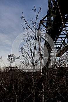 Loading bridge wind mill factory Landschaftspark, Duisburg, Germany