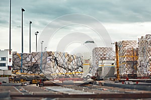 Loading of the cargo airplane