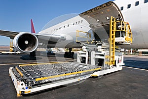 Loading cargo plane