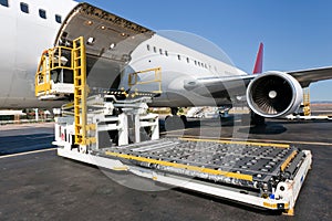 Loading cargo plane