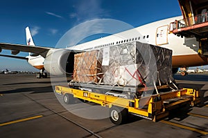 Loading Cargo Plane with Precision and Expertise for Swift Deliveries. created with Generative AI