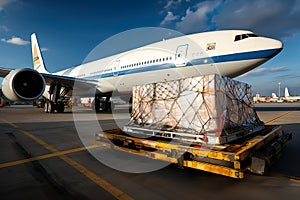 Loading Cargo Plane with Precision and Expertise for Swift Deliveries. created with Generative AI