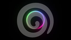 Loading circle icon on black background. Buffering Spinner download or upload progress. Colorful rainbow Loader ring