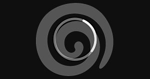 Loading circle moving on a black background, loading icon for download upload progress.