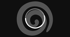 Loading circle moving on a black background, loading icon for download upload progress.