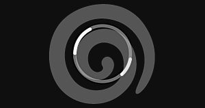 Loading circle moving on a black background, loading icon for download upload progress.