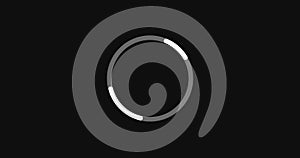 Loading circle moving on a black background, loading icon for download upload progress.
