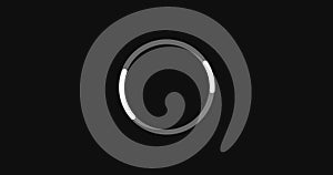 Loading circle moving on a black background, loading icon for download upload progress.
