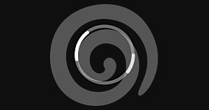 Loading circle moving on a black background, loading icon for download upload progress.