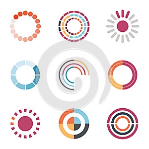 Loading circles flat style icon set vector design