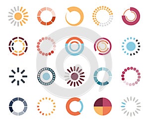 Loading circles flat style icon set vector design