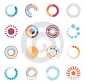 Loading circles flat style icon set vector design