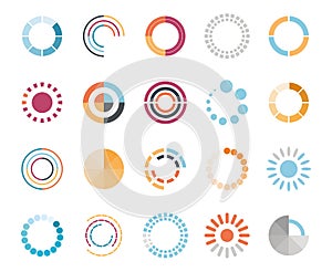 Loading circles flat style icon set vector design