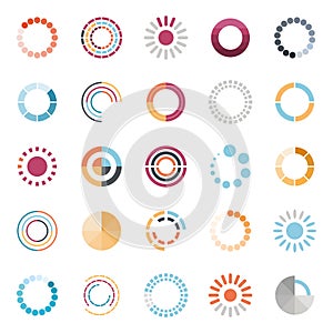 Loading circles flat style icon set vector design