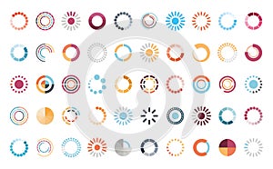 Loading circles flat style icon set vector design