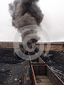 Loading of coal into wagons at the processing plant