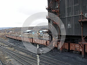 Loading of coal into wagons at the processing plant