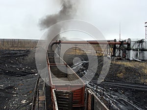Loading of coal into wagons at the processing plant
