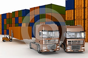 Loading of containers on big trucks