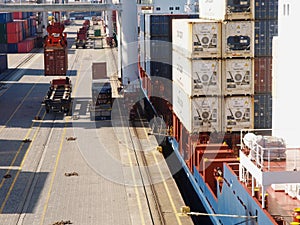 LOADING CONTAINERS ON HARBOUR