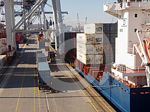 LOADING CONTAINERS ON HARBOUR