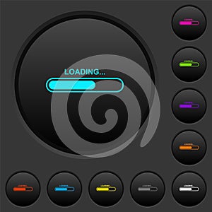 Loading dark push buttons with color icons
