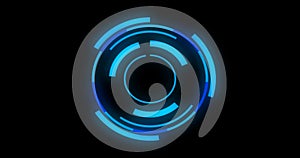 Loading data HUD circle interfaces. Sci-fi circle HUD interfaces with blue colors.