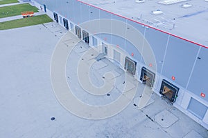 Loading dock at a warehouse. modern logistics center. docking stations of a distribution center