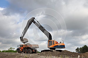 Loading a dumper truck