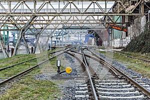 Loading equipent and railway rails in the old freight harbor in